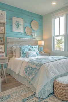 29 Coastal Preppy Teen Bedroom Ideas to Bring a Splash of Coastal Charm 9 Beach Theme House Interior Design, Cute Blue Bedroom Ideas, Costal Granddaughter Aesthic Room Ideas, Coastal Bedrooms Teen Girl, Beach House Rooms, Teen Girl Bedroom Ideas Blue, Costal Teenage Bedroom, Beach Bedroom Design, Beach Bedroom Ideas For Teens