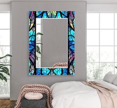 In search of a distinctive present for your dear ones or a method to revamp your living space or workspace? 🖼️ Our handmade Tempered Glass Wall Mirrors are the ideal choice! Mirrors are glued onto the Tempered Glass. The part you see in color is the Tempered Glass. It is produced by making colored UV printing on the back surface of the Tempered Glass. 4mm Real Mirror is glued on it. Our handmade Glass Wall Mirrors are delivered in specially designed protective packaging, ensuring they reach you in pristine condition. 💪 They're incredibly durable and resistant to damage! Tempered Glass is known for its toughness and longevity. However, the edges of the Tempered Glass pieces are delicate. It is crucial to avoid any impacts on the edges. 🛠️ Once you've hanged your new art piece on your wal Glass Mirror Wall, Stained Mirror, Wall Decor For Bathroom, Mirror For Bedroom, Horizontal Mirrors, Decor For Bathroom, Mirror Wall Bedroom, Mirror Decal, Circle Mirror