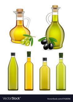 olive oil and olives in bottles - food & drink objects / objects web elements