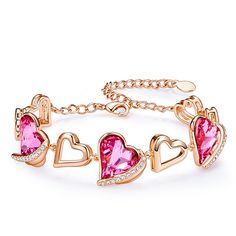 Heart Charm Bracelet With Swarovski Crystals Item Type: Bracelets Bracelets Type: Chain & Link Bracelets Gender: Women Metals Type: Copper Fine or Fashion: Fashion Style: TRENDY Material: Crystal Chain Type: Link Chain Compatibility: All Compatible Shape\pattern: Heart Setting Type: Tension Setting Clasp Type: LOBSTER Pink Pendant Necklace, Angel Wings Jewelry, Swarovski Heart, Wing Jewelry, Swarovski Crystal Bracelet, Swarovski Bracelet, Gold Bracelet For Women, Birthstone Bracelets, Birthday Jewelry Gift