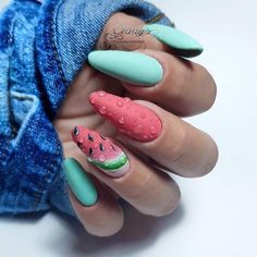 Fun Summer Nails 2024 Almond, Nails Summer 2024 Almond, Food Nails, Vibrant Nails, Nails Spring, Beautiful Nail Designs, Pretty Acrylic Nails, Trendy Designs