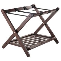 a wooden rack with two handles on it