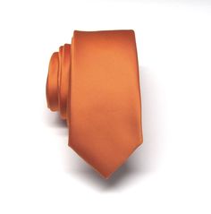 "This trendy skinny tie is made of a 100% silk, all new material. It measures 58\" long and 2.25\" at the widest point. Need a special color?...Please convo me with request. Thank you" Orange Business Tie, Classic Orange Ties For Business, Classic Orange Tie For Business, Fitted Neckwear With Ties, Justin Photos, Mustard Orange, Stock Tie, Mens Ties, Orange Tie