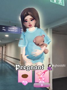 a girl holding a teddy bear in her arms and the caption pregnant is not allowed