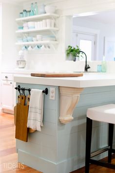 the kitchen island is clean and ready for us to use