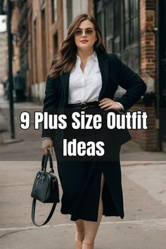 Outfit Ideas For Plus Size Women Casual, Womens Plus Size Business Casual Outfits, Business Plus Size Outfits, Fall Plus Size Outfits Casual, Business Casual Plus Size Outfits, Chic Plus Size Outfits, Skirt For Plus Size Women, Chic Outfits Plus Size