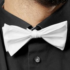 * Easy-to-match white tone
 * Adjustable, fits anyone
 * Self-tying White Cotton Ties For Formal Occasions, White Cotton Ties For Black Tie Events, White Bow Tie For Black-tie Events, White Bow Tie For Black Tie Events, Elegant White Bow Tie For Black-tie Events, Elegant White Bow Tie For Black Tie Occasions, Classic White Bow Tie For Business, Classic White Bow For Formal Occasions, White Classic Bow Tie For Business