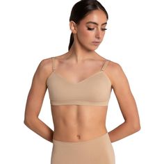 This bandeau bra provides concealed support with a maximum open-back feel. Features a flattering sweetheart neckline, sewn-in cups, and a clear back strap that will not distract when worn under leotards or costumes. Comes with both clear and dyed-to-match bra straps that adjust and transition between three back neckline positions for different looks and functional support. Available in adult sizes only. Camisole Leotard, Camisole Bra, Clear Back, Bandeau Bra, Lounge Lingerie, Bra Straps, Back Strap, Dance Wear, Sweetheart Neckline