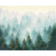 Misty Forest Poster Print by Julia Purinton-VARPDX47860 Image 1 Calming Forest, Cottage Canvas Art, Forest Cottage, Misty Mountains, Mountain Wallpaper, Beautiful Cottages, Misty Forest, Decor Pillows, Detail Art