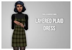 a woman wearing a plaid dress and black tights with text that reads layered plaid dress