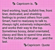 a pink piece of paper with the words capricon is b hard working, lol