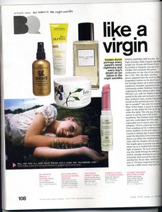 an article in the magazine is full of beauty products