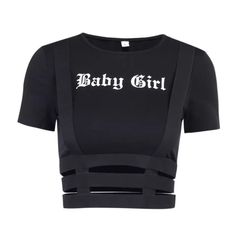 Baby Girl Cropped out Top – live-love-Fashion Gothic Tops Women, Crop Top Baby Girl, Gothic Crop Tops, Basic Crop Tops, Harajuku Goth, Girls In Suspenders, Gothic Baby, Black Suspenders