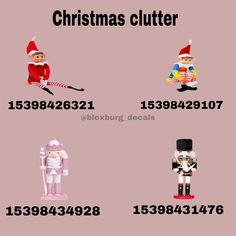 the numbers for christmas decorations are displayed in different styles and sizes, including nutcrackers