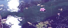 an aerial view of some water and leaves