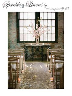 the front cover of sparkle linens by an enlightening room with candles and flowers