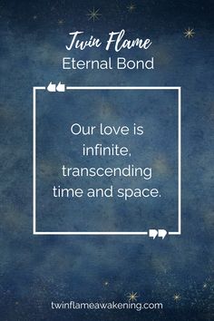 a blue background with the words our love is infinite, transcending time and space