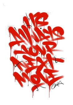 red graffiti on white background with spray paint