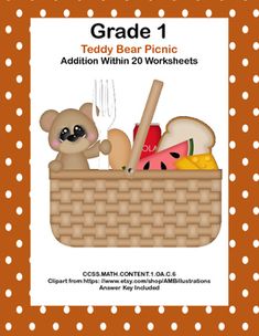 a teddy bear picnic addition with 20 worksheets for the grade 1 math content