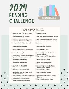 the reading challenge checklist for readers to read