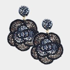 Earring Details: Size : 1.8" X 2.5" Post Back Beaded Dangle Flower Earrings For Party, Colorful Beaded Flower-shaped Earrings, Flower Dangle Earrings, Chic Earrings, Black Felt, Casual Everyday, Lowest Price, Crochet Earrings, Dangle Earrings