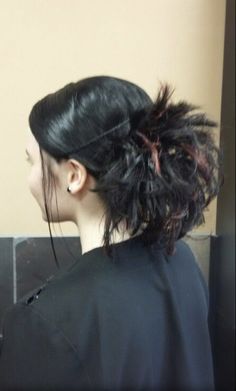 Gothic Bun Hairstyles, Grunge Updos For Medium Length Hair, Emo Hair Updo Hairstyles, Spikey Hair Ponytail, Punky Updo, 2000s Spikey Hair, Grungy Updo Hairstyles, Alternative Formal Hairstyles, Alternative Updos For Long Hair