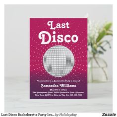 a party flyer with a disco ball on it