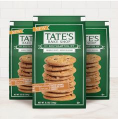 three bags of tate's chocolate chip cookies