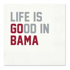 a white napkin with the words life is good in obama on it and red letters