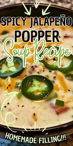 Spicy Jalapeño Popper Soup Jalepeno Popper Soup Crockpot, Spicy Jalapeño Popper Soup, Chicken Jalapeño Popper Soup, Jalapeño Popper Soup, Vegetarian Jalapeno Poppers, Popper Soup, Spicy Soup Recipes, Jalapeño Soup, Jalapeno Chicken