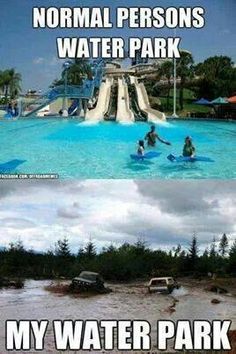 two pictures with people in the water at different pools