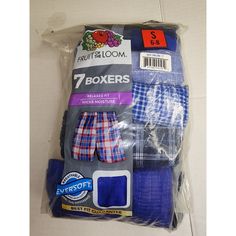 New Opened Package Condition Fruits For Kids, Boxer Shorts, The Loom, Fruit Of The Loom, Blue Plaid, Loom, Color Blue, Relaxed Fit, Plaid