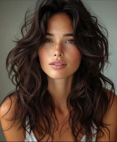 Long Shag Haircut, Long Dark Hair, Skin Nails, Hair Balayage, Brunette Hair, Great Hair, Layered Hair, Hair Skin