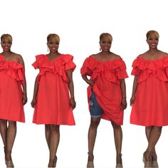 Can Be Worn Several Ways. Can Be Dresses Up Or Down Depending On The Occasion Red Ruffled Midi Dress For Day Out, Casual Red Ruffled Midi Dress, Red Knee-length Midi Dress With Ruffles, Red Ruffled Knee-length Midi Dress, Ruffle Dress, Lady In Red, Colorful Dresses, Dress Up, Midi Dress