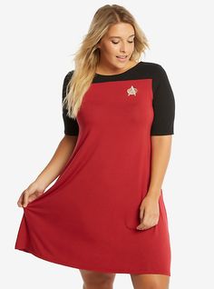 Star Trek Shift Dress Plus Size, RED Plus Size Cosplay For Women, Starfleet Officer, Star Trek Outfits, Officer Uniform, Space The Final Frontier, Star Trek Costume, Star Trek Uniforms, Cosplay For Women, Strange New Worlds