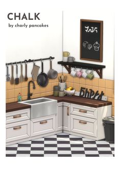 chalk pt.III - kitchen clutter - overview | Patreon Sims Kitchen Clutter, Kitchen Decor Sims 4, Sims Objects Cc, Sims Packs, The Sims 4 Pc, Kitchen Clutter