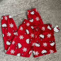 New With Tags Hello Kitty Snowflake Pjs Hello Kitty Red Christmas Pajama Pants Smoke And Pet Free Home Same Or Next Day Shipping Depending When Order Is Placed. Discounts On Bundles + Save On Shipping. Couples Matching Pjs Christmas, Cute Red Sleepwear For Loungewear, Red Christmas Sleepwear With Long Pants, Red Winter Sleepwear Long Pants, Red Long Pants Sleepwear For Winter, Christmas Loungewear Long Pants, Red Winter Sleep Bottoms, Red Long Bottoms For Bedtime, Red Long Pants Bottoms For Bedtime