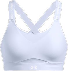 White Padded Sports Bra For Workout, Supportive White Activewear For Running, White Breathable Sports Bra For Sports, Supportive White Sports Bra For Running, White Breathable Sports Bra, White Athletic Fit Sports Bra For Running, Functional White Under Armour Activewear, Under Armour White Functional Activewear, High Impact Sports Bra