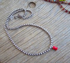 Red rose crocheted necklace with silver beads by Sydneyjos on Etsy Silver Coat, Beaded Necklaces, Pearl Drop, Red Rose, Silver Beads, Pearl White, Red Roses, Crochet Necklace, Beading