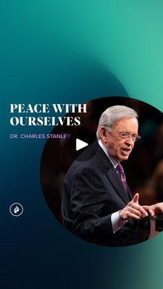 a man giving a speech in front of a green background with the words peace with ourselves