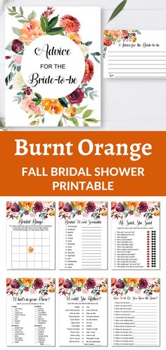 the burnt orange fall bridal shower printable