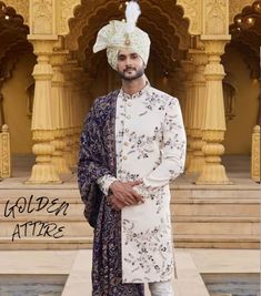 This is a premium sherwani Indo Western  by Golden Attire crafted from high quality fabric and imported materials. Our products are handcrafted by experienced tailors who make sure the that the stitching is precise, lining is proper and the overall product is sturdy enough to not go out of shape for more than a few years. Also all our products have extra margins in their length, sleeves, sides so it's easily alterable if your size changes after some time. To see more available colours and design Eid Sherwani For Groom With Traditional Drape, Traditional Drape Sherwani For Groom With Dabka, Festive Sherwani For Groom With Traditional Drape, Elegant Groom's Kurta With Dupatta, Groom's Sherwani With Dupatta For Eid, Traditional Sherwani With Intricate Embroidery For Groom, Elegant Kurta With Dupatta For Groom, Traditional Groom Sherwani, Traditional Sherwani For Groom With Traditional Drape