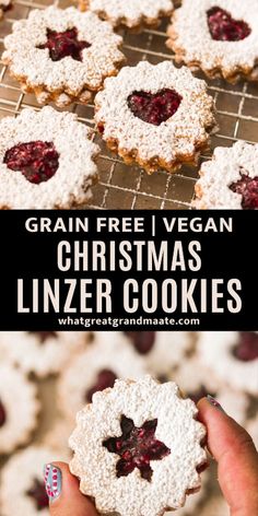 grain free vegan christmas linzer cookies with cranberry filling