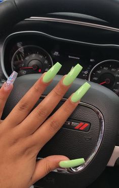 Green Nail, Acrylic Nails Coffin, Dream Nails, Fire Nails, Coffin Nails Designs, Pretty Acrylic Nails, Dope Nails