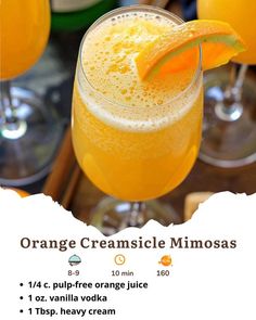 an orange creamsice mimosa recipe is shown