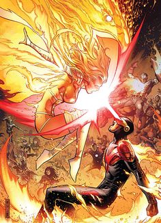 an image of a comic book cover with the title in red and white, surrounded by flames