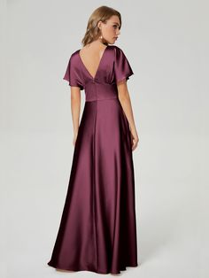 This Short Sleeves V-neck Soft Satin Wedding Guest Dress is perfect for any wedding occasion. Made with high-quality soft satin fabric, it offers both comfort and elegance. The short sleeves and v-neckline provide a timeless and flattering look for any body type. Be a stylish and comfortable wedding guest with this dress. Floor Dress, Satin Bridesmaid Dress, Simple Bridesmaid Dresses, Full Maxi Skirt, Long Bridesmaid Dress, Satin Bridesmaid Dresses, Satin Prom Dress, Guest Dress, Satin Wedding