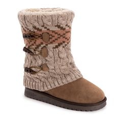 Essentials by MUK LUKS Women's Cheryl Boots can't be beat. Cozy sweater knit design and soft faux fur lining blends everyday comfort with on-trend style. Muk Luks Boots, Women's Winter Boots, Heart Clothes, Womens Combat Boots, Winter Shoes For Women, Fall 24, Fashionable Clothes, Rubber Boot, Girly Shoes