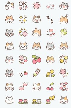 the cat stickers are all different shapes and sizes, but one is not in color