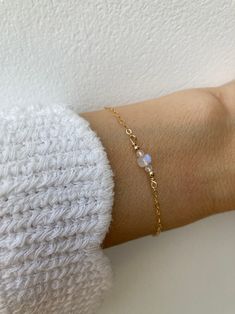 Dainty Moonstone Bracelet. Gold Filled Moonstone Bracelet. - Etsy Cyprus Elegant Moonstone Bracelets, Elegant Everyday Moonstone Bracelets, Dainty White Moonstone Jewelry, Elegant Moonstone Crystal Bracelet For Gift, Adjustable Dainty Moonstone Jewelry, Dainty Wire Wrapped Bracelets For Gifts, Dainty Everyday Crystal Bracelet, Handmade Dainty Gold Crystal Bracelet, Everyday Moonstone Bracelet